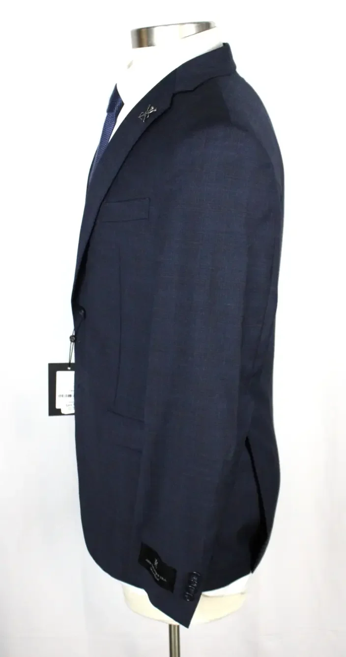 John Varvatos Bleecker Jacket Mens 40 R Navy Brown Plaid Wool Blazer Sport Coat